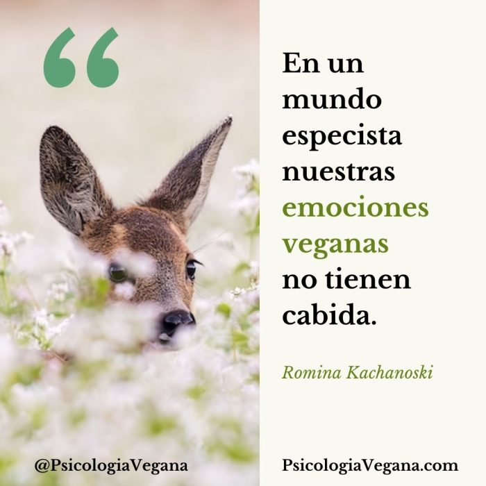En un mundo especista nuestras emociones veganas no tienen cabida. Romina Kachanoski, Psicología Vegana.